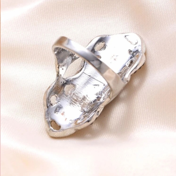 RESTOCKING BOHO GIANT COCKTAIL RING INDEX RING LARGE GREEN RHINESTONE SILVER - Picture 7 of 9